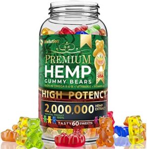 WELLUTION Hemp Gummies Fruity Gummy Bear. Pure Hemp Sweet Supplements – Promotes Slumber, Mood and Supports Diminished Worry