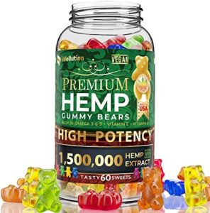 Wellution Hemp Gummies 1,500,000 XXL Substantial Potency – Fruity Gummy Bear with Hemp Oil. Natural Hemp Candy Dietary supplements with Vitamins and Fatty acids