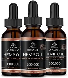 Hemp Oil – 3 Pack – 800,000 Highest Power – Pure & CO2 Extract Drops – Natural and organic, Vegan, Non-GMO, Grown in United states
